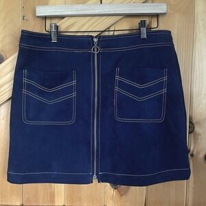 ModCloth Navy Blue Mini Skirt Women's 12  Pockets And Full Zipper On Front